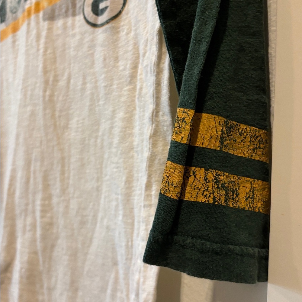 Carl Banks 4 Her Vintage Green Bay Packers Raglan Tee Medium 3/4 sleeve - Picture 3 of 7